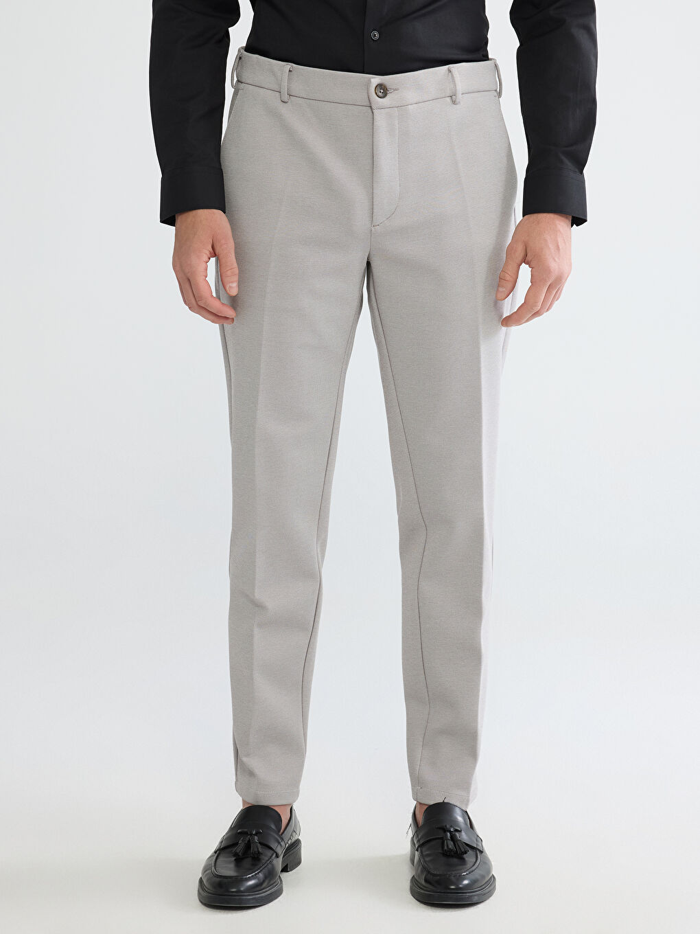 Bej Slim Fit Erkek Takım Elbise Pantolonu-1