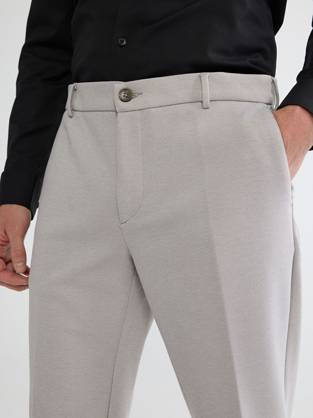 Bej Slim Fit Erkek Takım Elbise Pantolonu-2