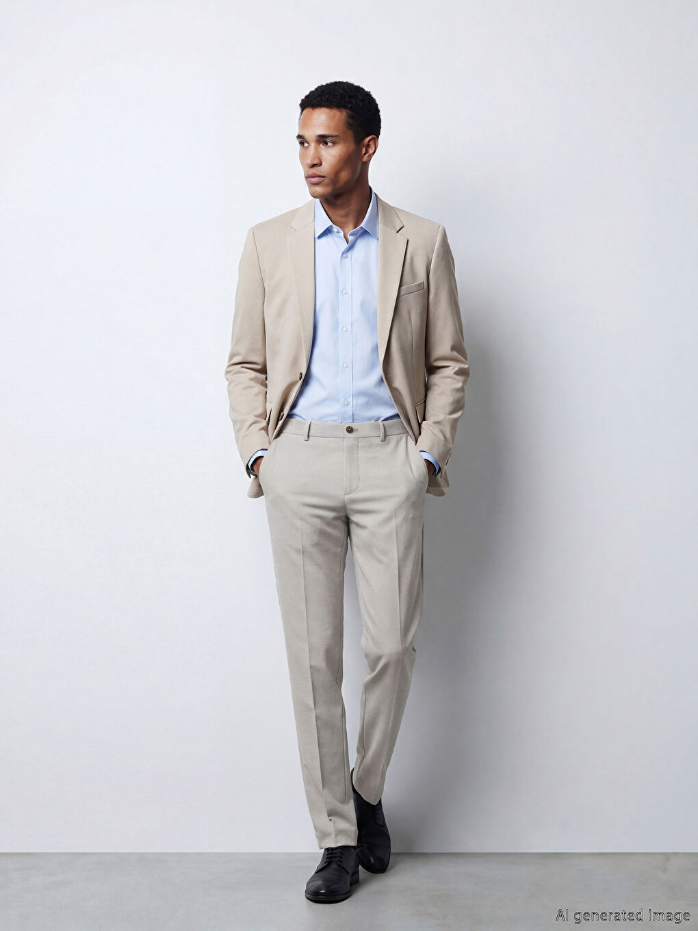 Bej Slim Fit Erkek Takım Elbise Pantolonu