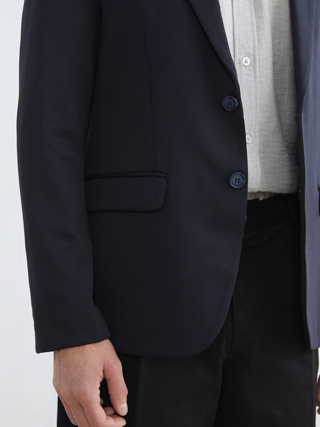 Lacivert Dar Kalıp Erkek Blazer Ceket-2