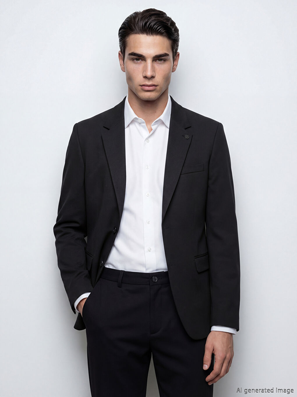 Siyah Dar Kalıp Erkek Takım Elbise Ceketi