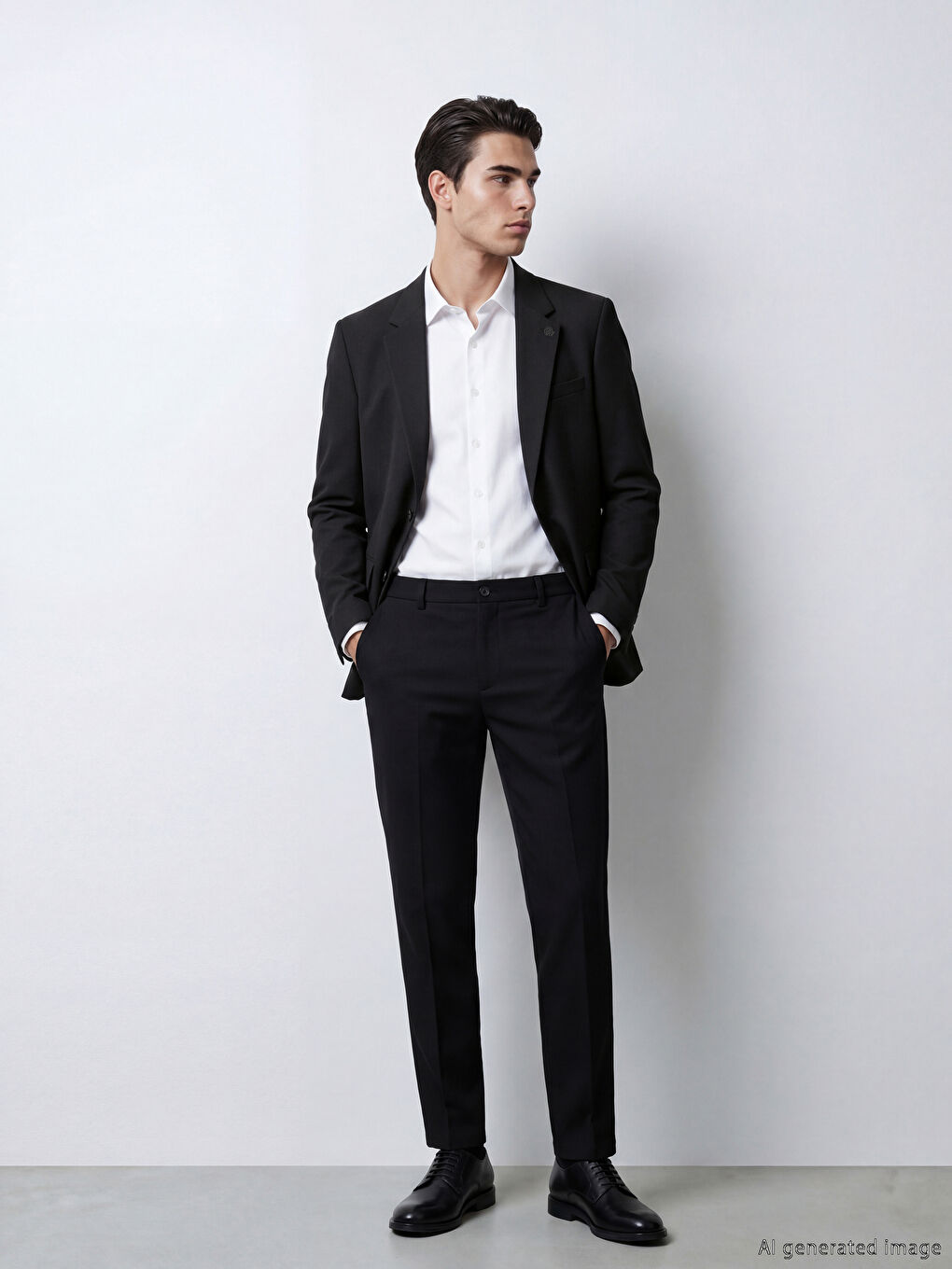 Siyah Dar Kalıp Erkek Takım Elbise Ceketi-2