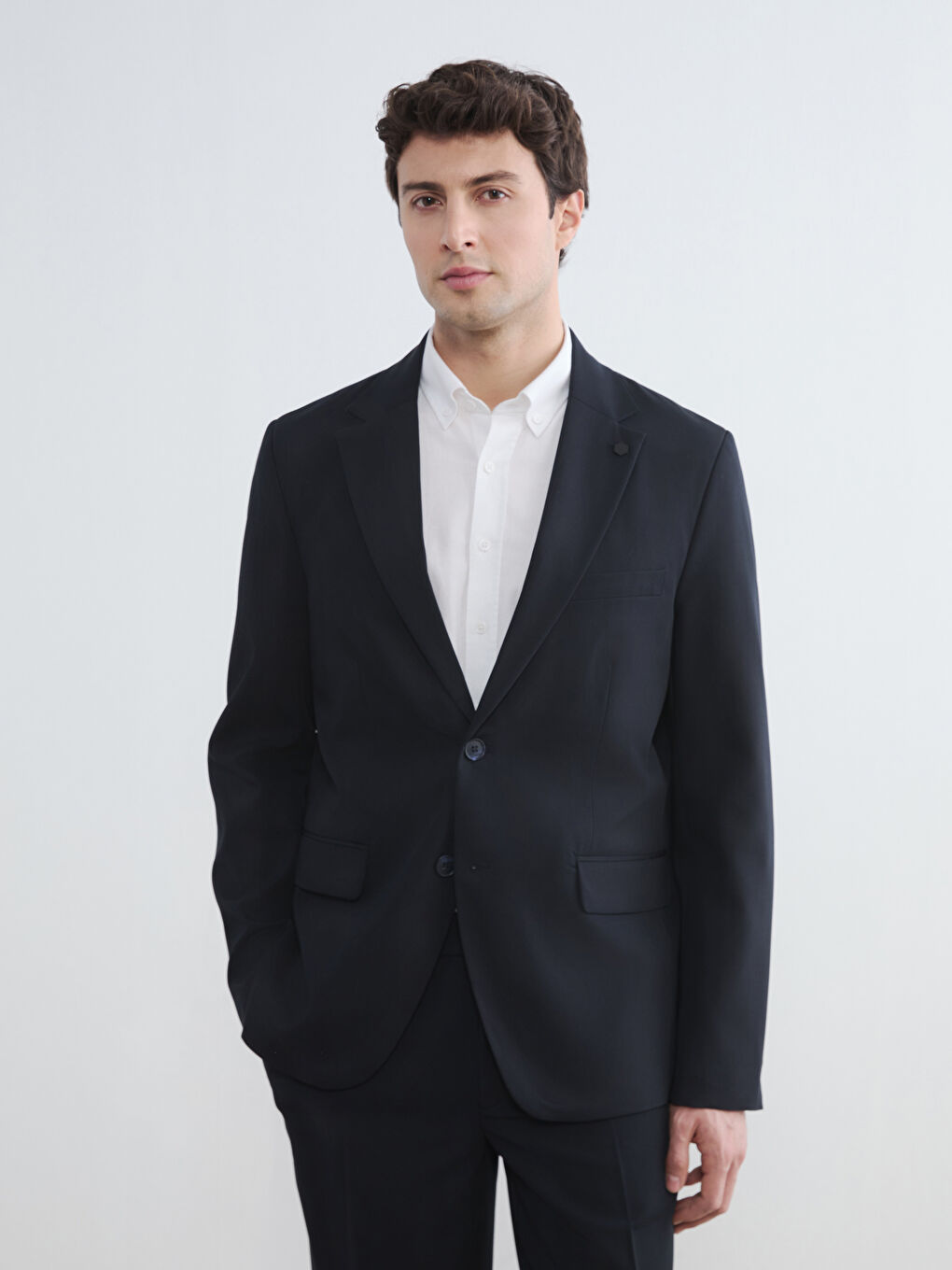Lacivert Standart Kalıp Erkek Takım Elbise Ceketi