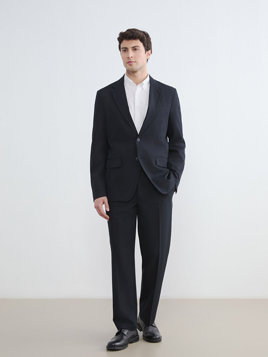 Lacivert Standart Kalıp Erkek Takım Elbise Ceketi-1