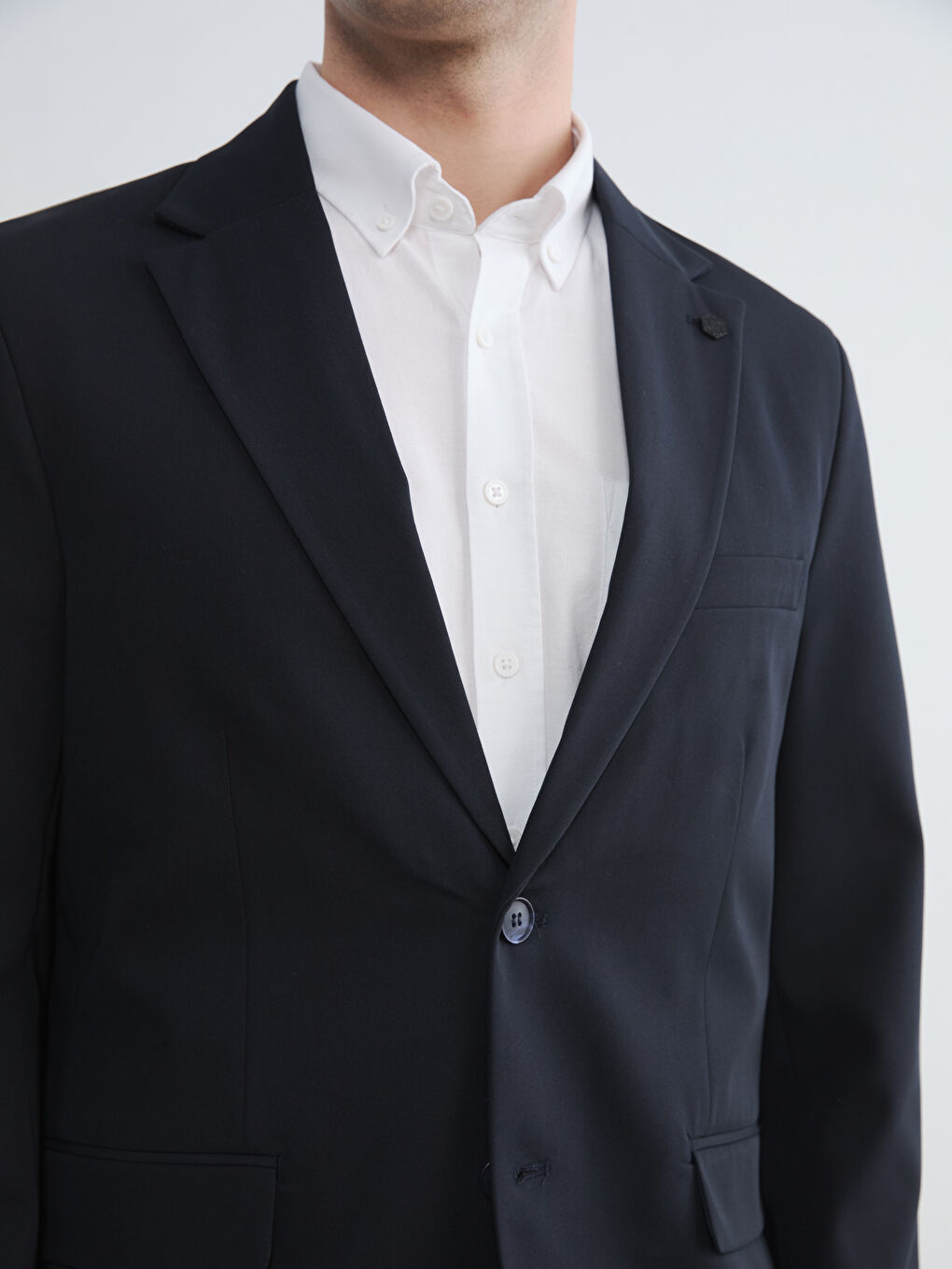 Lacivert Standart Kalıp Erkek Takım Elbise Ceketi-2