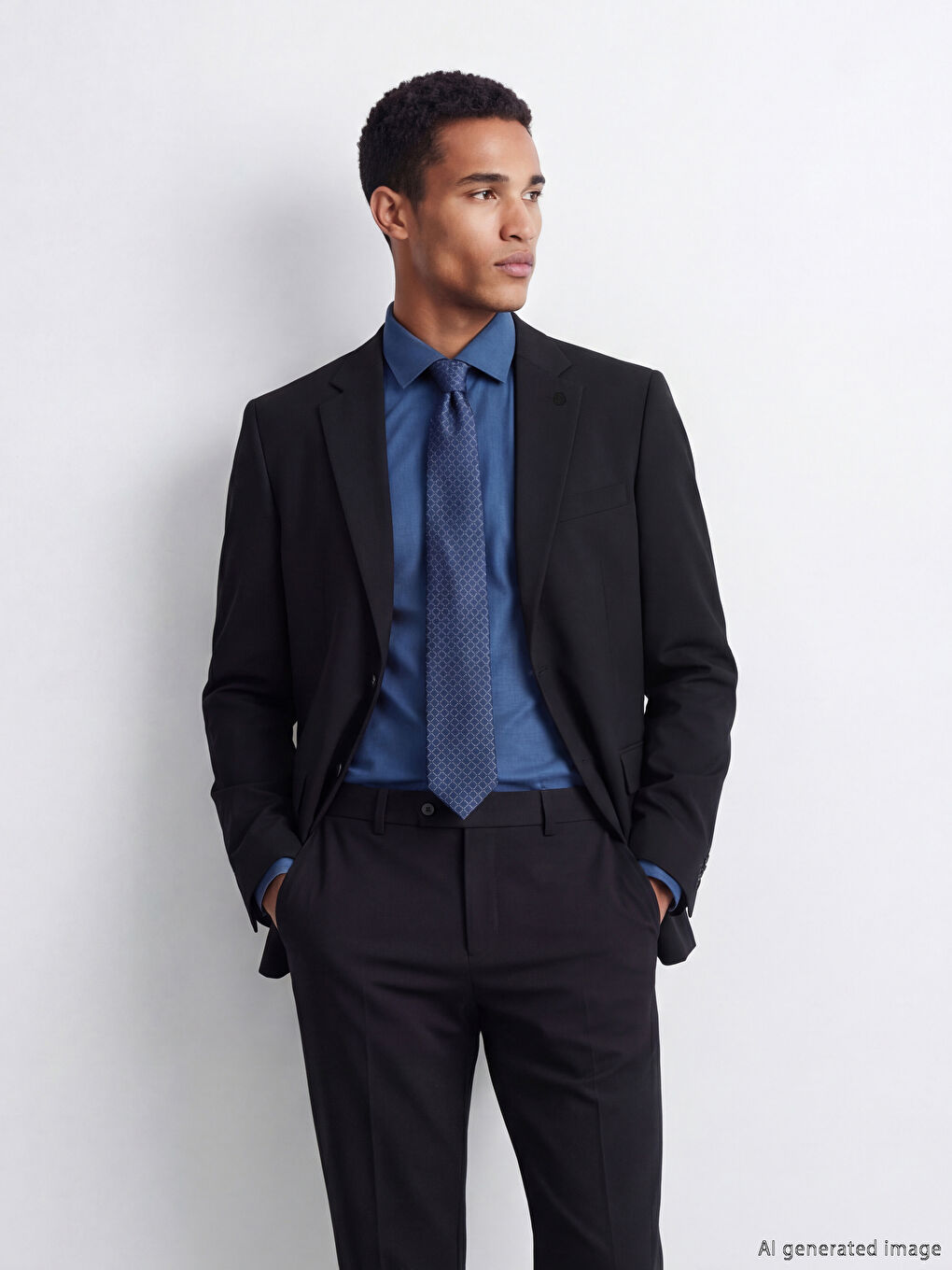 Lacivert Standart Kalıp Erkek Takım Elbise Ceketi-4