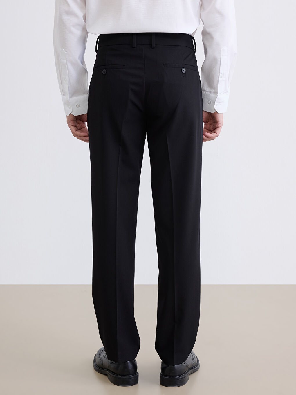 Siyah Standart Kalıp Gabardin Erkek Takım Elbise Pantolonu-3