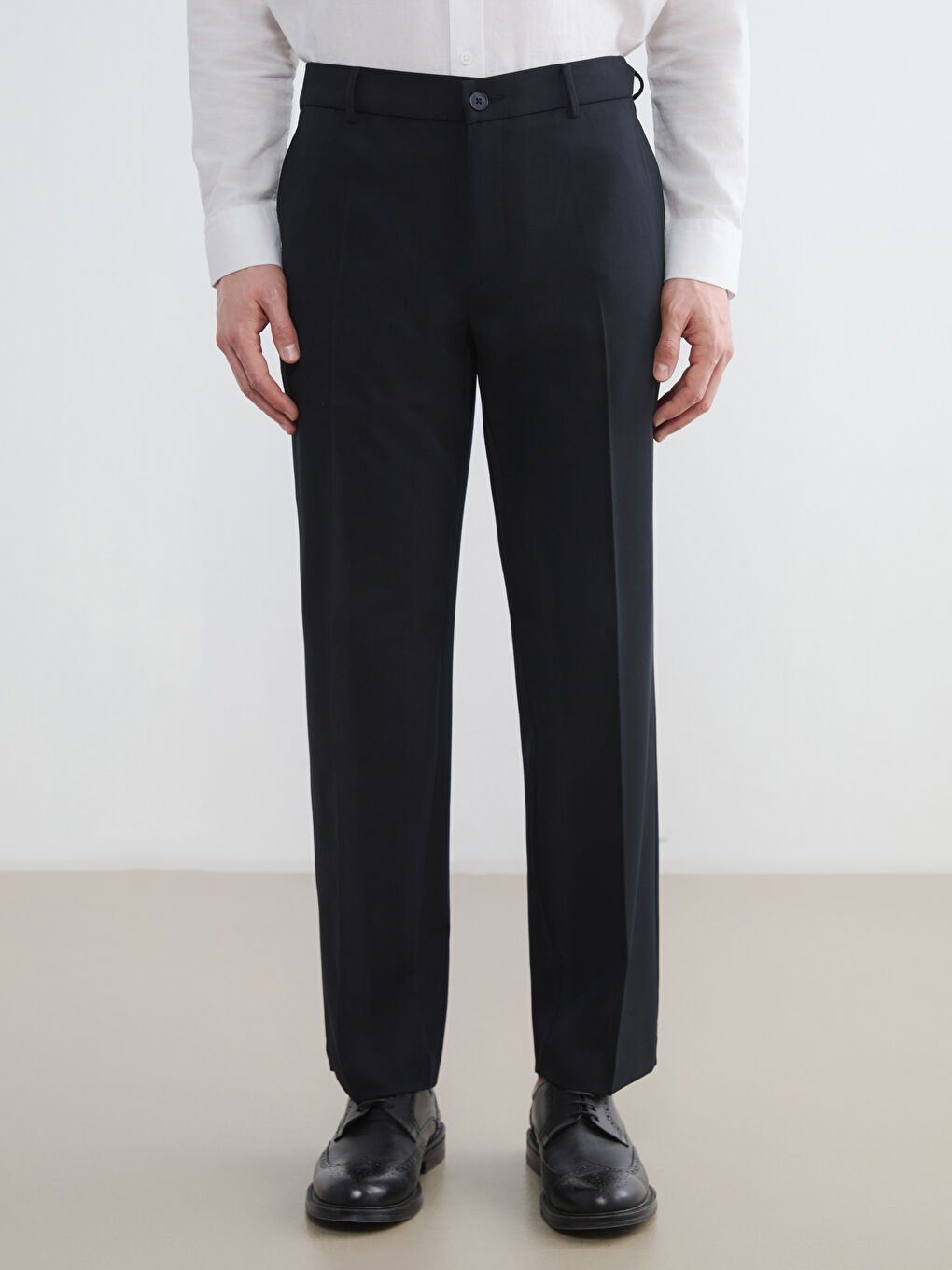 Lacivert Standart Kalıp Gabardin Erkek Pantolon-1