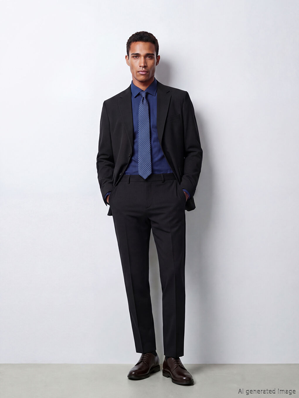 Lacivert Standart Kalıp Gabardin Erkek Takım Elbise Pantolonu
