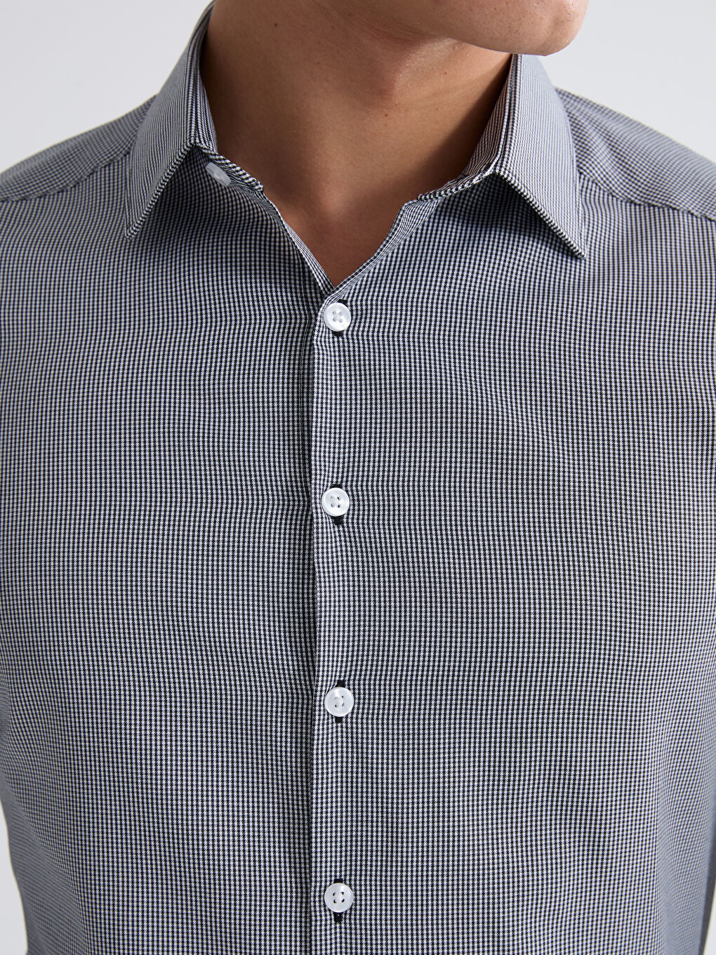 Slim Fit Patterned Gabardine Men's Shirt-2