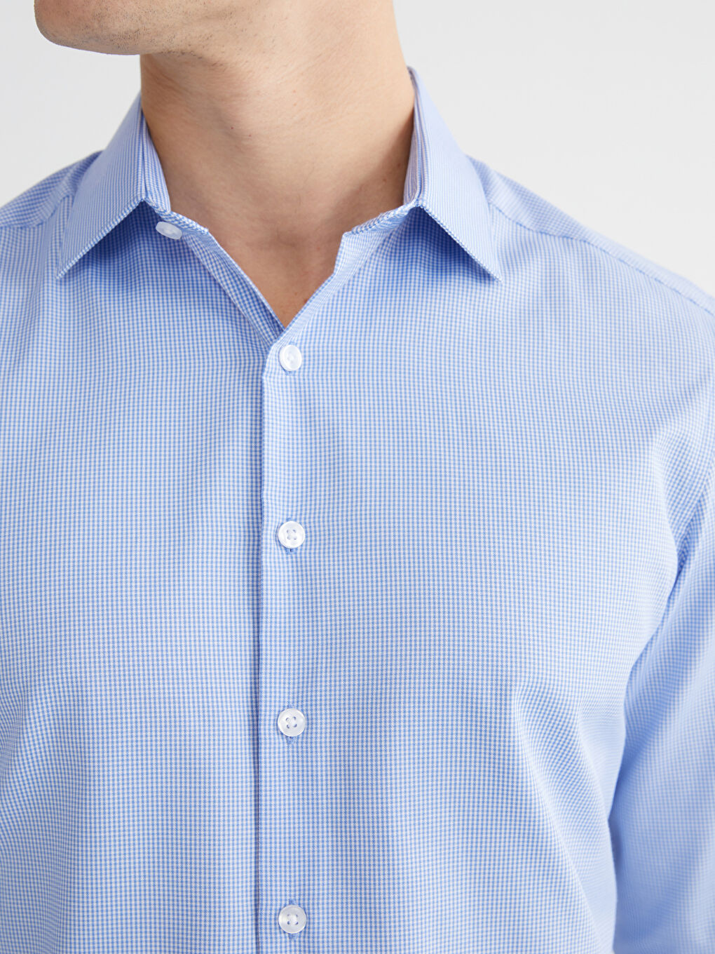 Cămașă Slim Fit cu Model din Gabardină pentru Bărbați-2