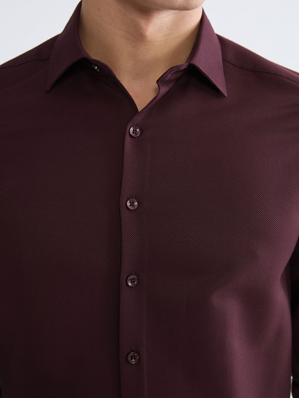 Bordo Slim Fit Armürlü Erkek Gömlek-2