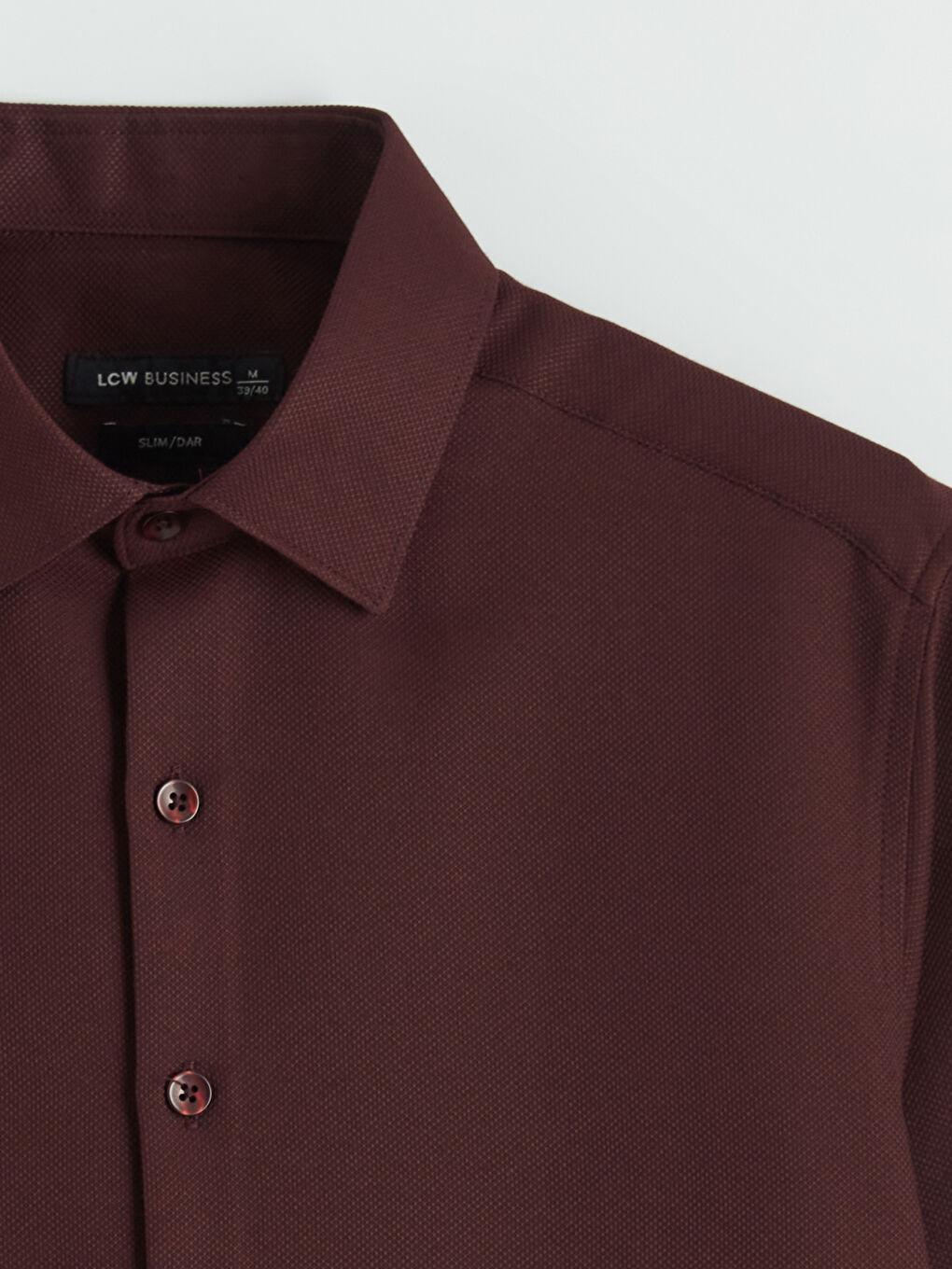 Bordo Slim Fit Armürlü Erkek Gömlek-5