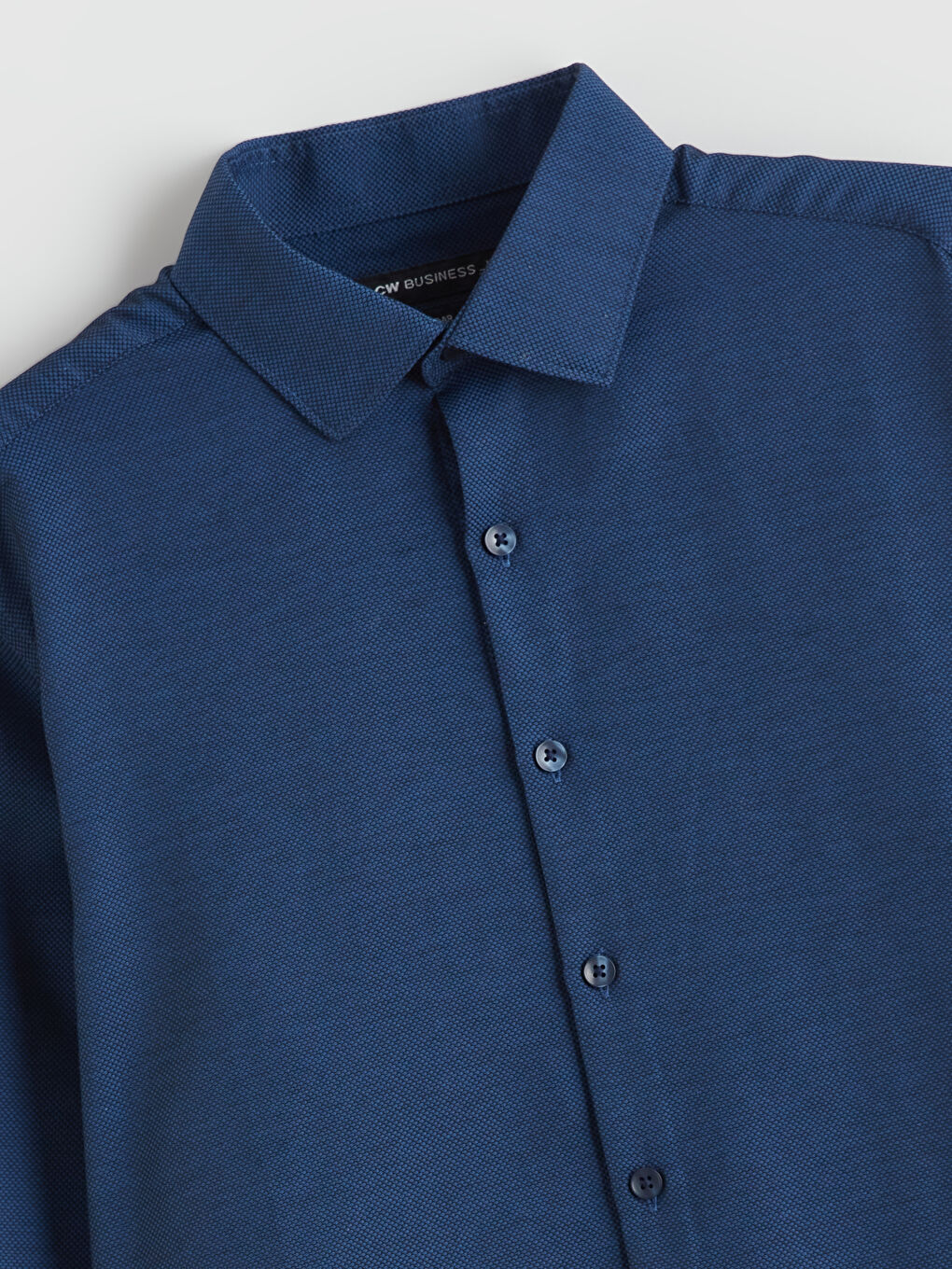 Lacivert Slim Fit Armürlü Erkek Gömlek-5