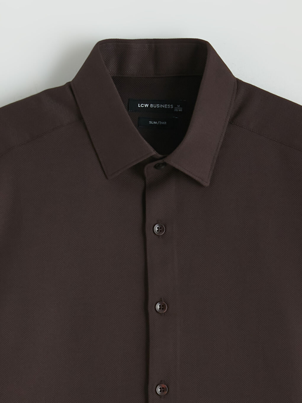 Kahverengi Slim Fit Armürlü Erkek Gömlek-1