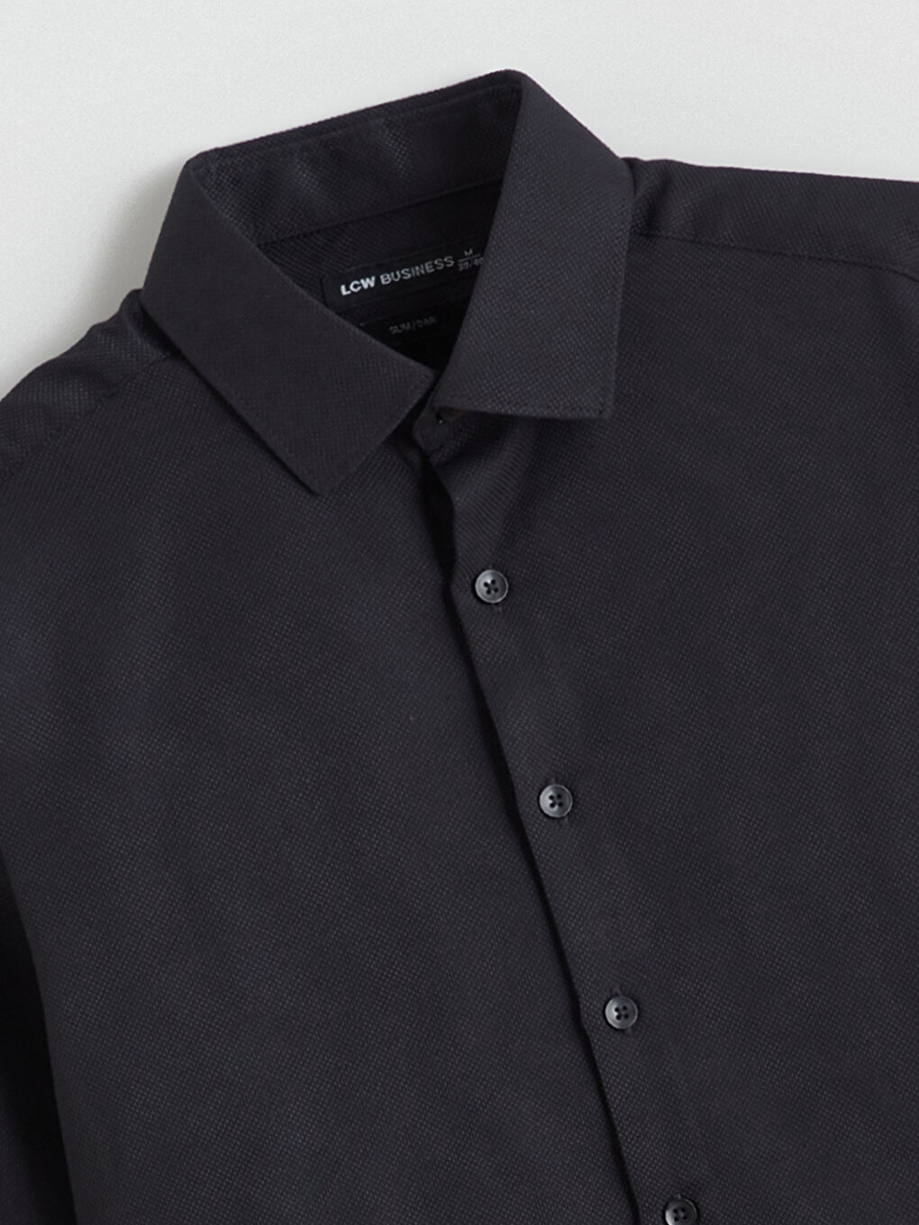 Siyah Slim Fit Armürlü Erkek Gömlek-5