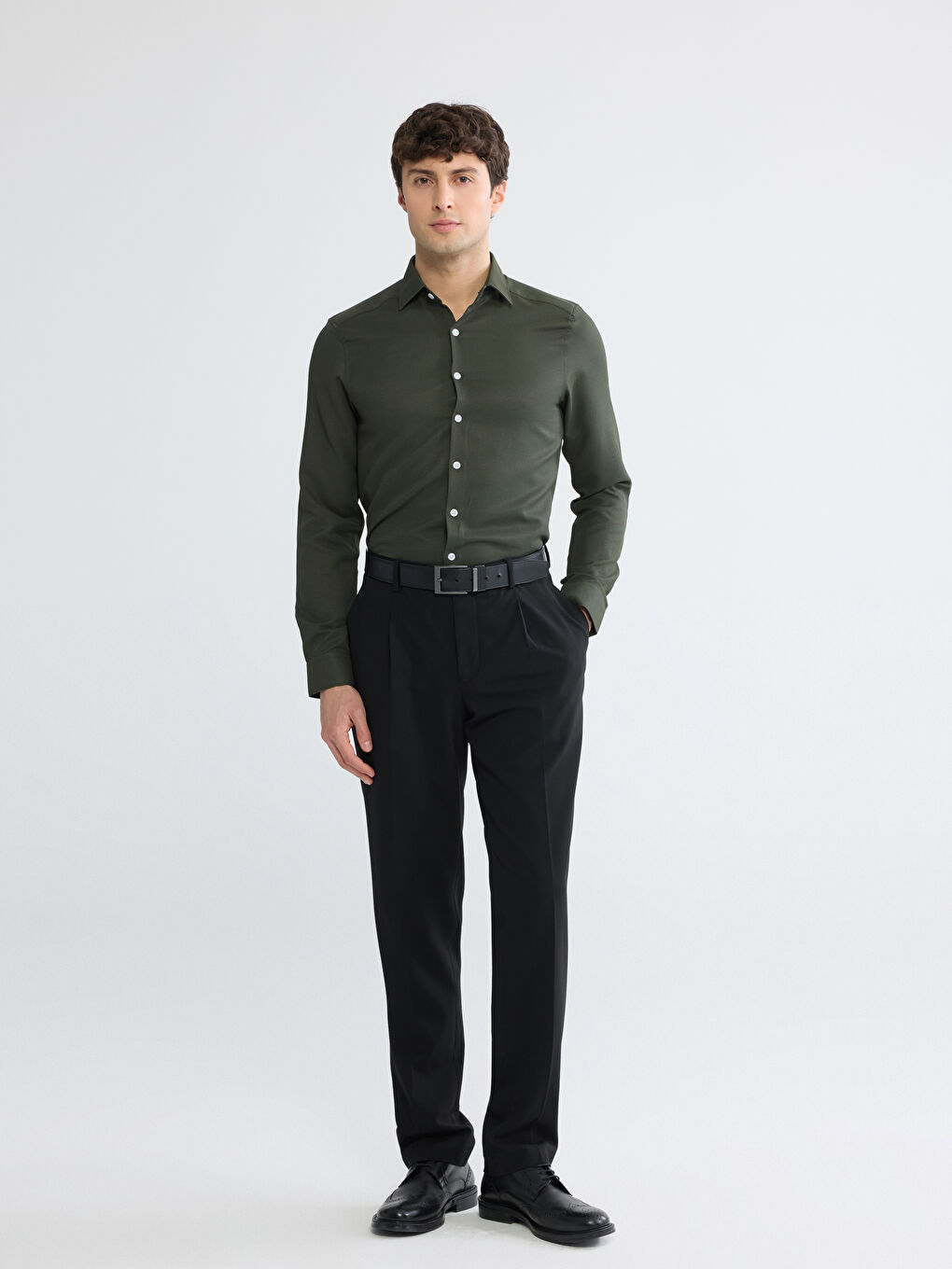 Slim Fit Dobby Men's Shirt-1