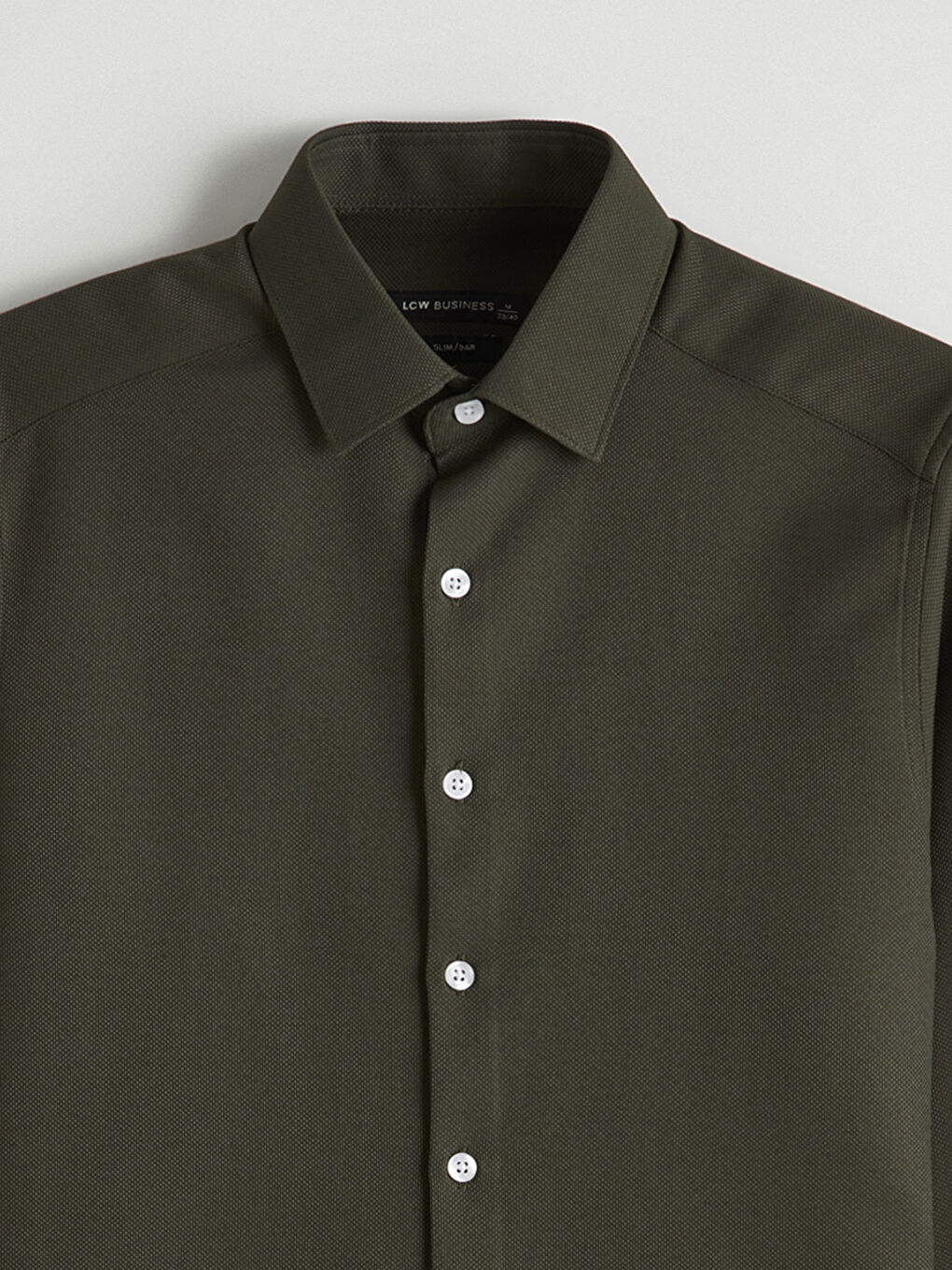 Haki Slim Fit Armürlü Erkek Gömlek-1