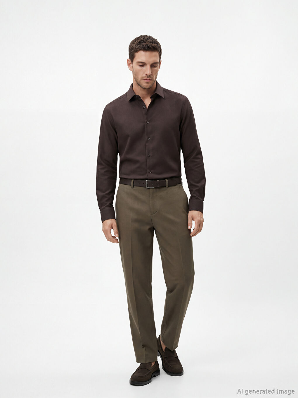 გამხდარი დობი ქსოვილის მამაკაცის პერანგი-1