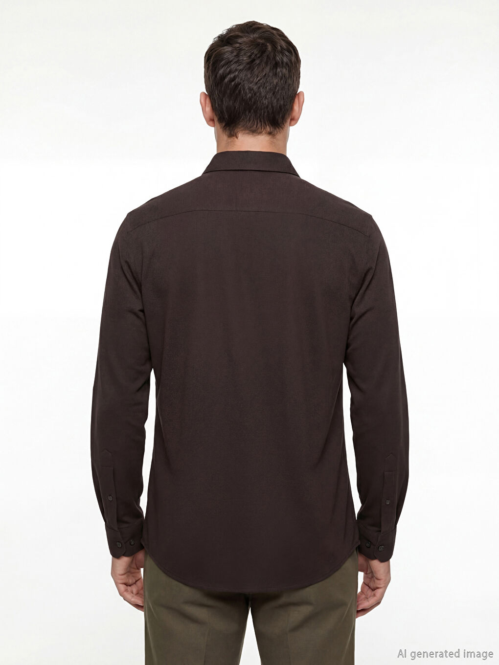 გამხდარი დობი ქსოვილის მამაკაცის პერანგი-3