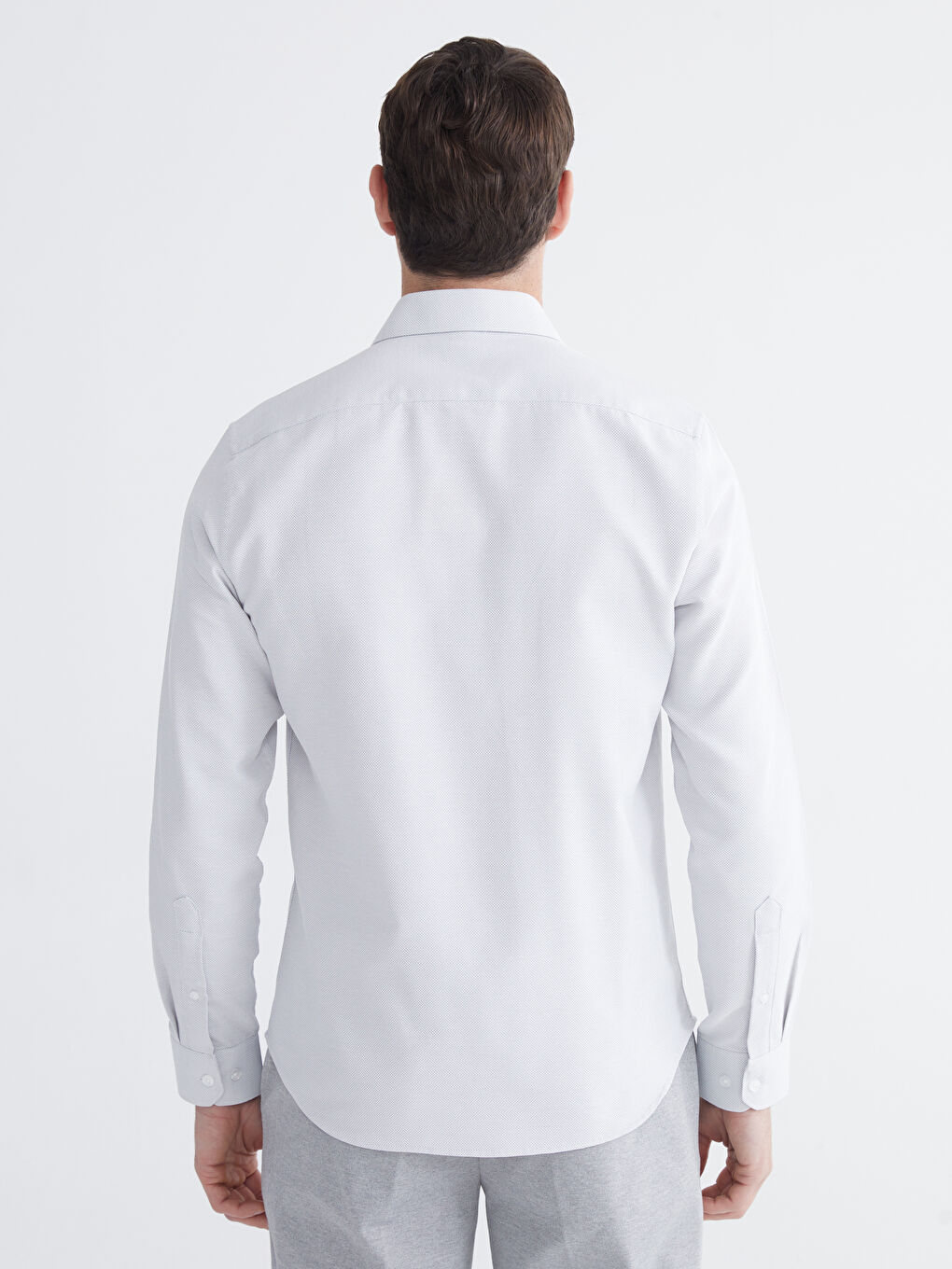 Gri Slim Fit Armürlü Erkek Gömlek-3