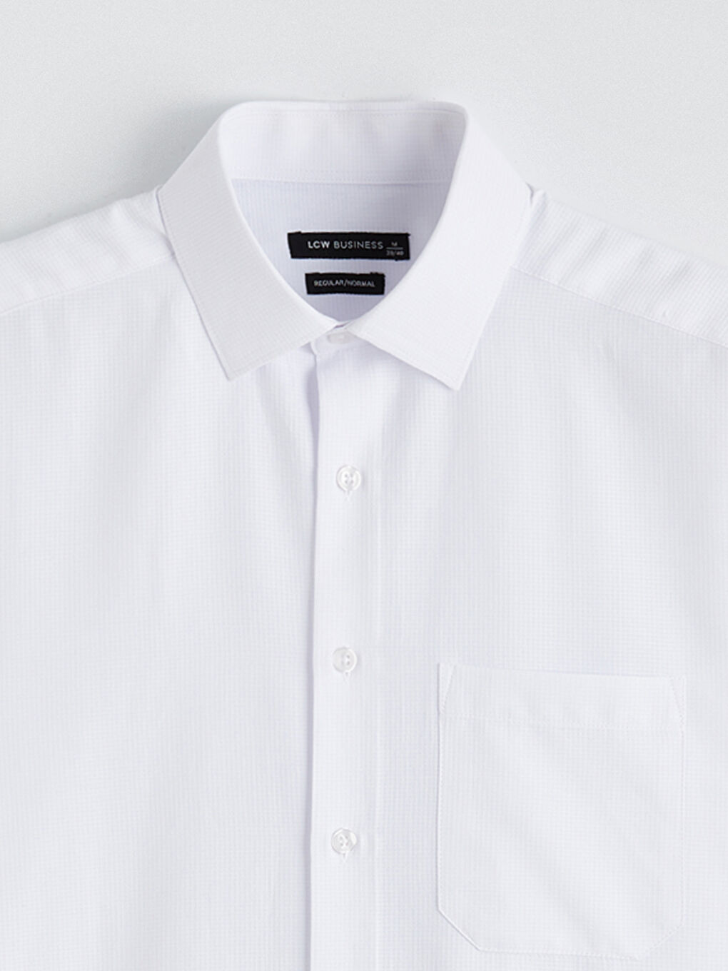 Beyaz Regular Fit Armürlü Erkek Gömlek-5
