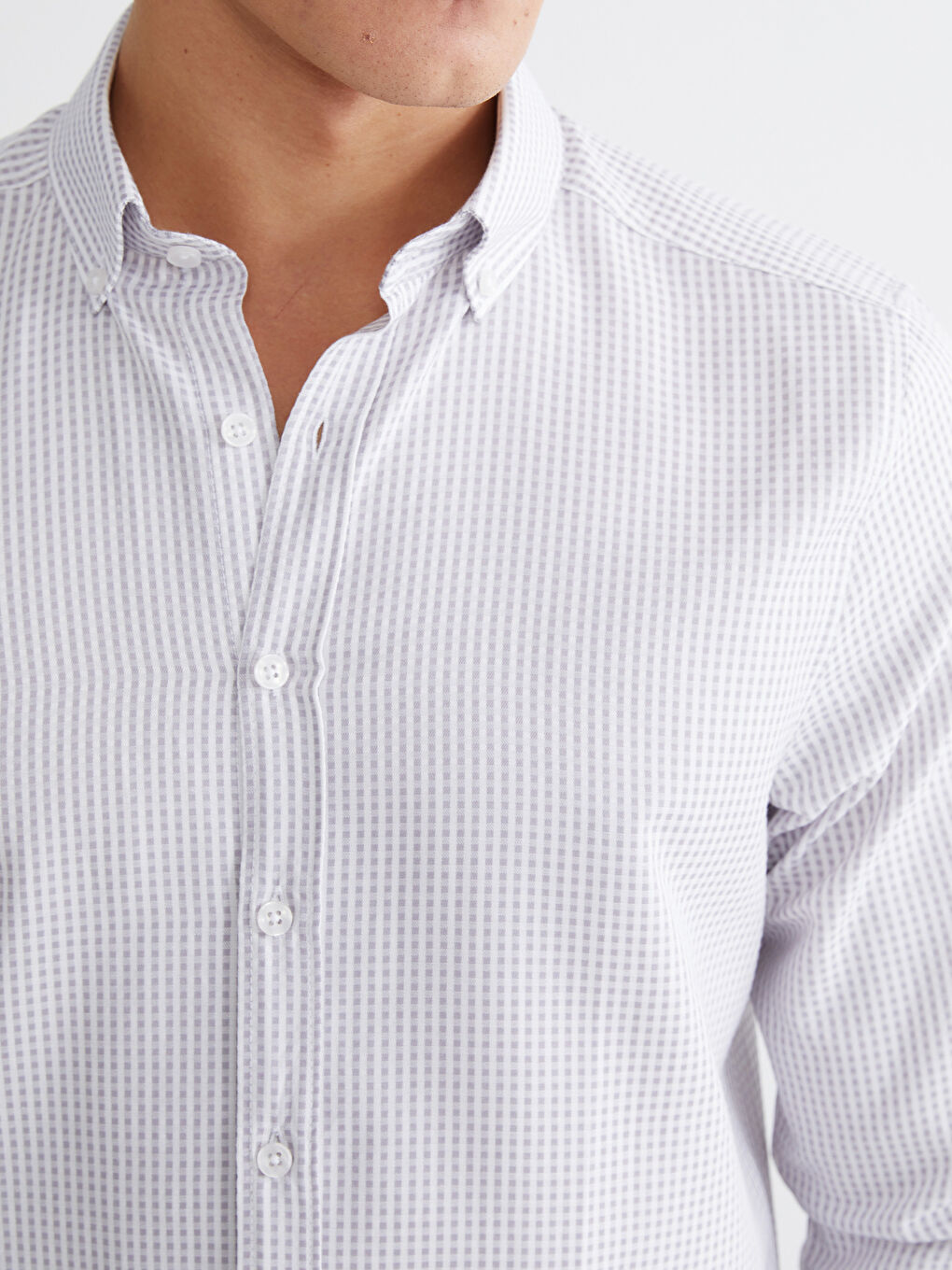 Gri Regular Fit Ekose Erkek Gömlek-2