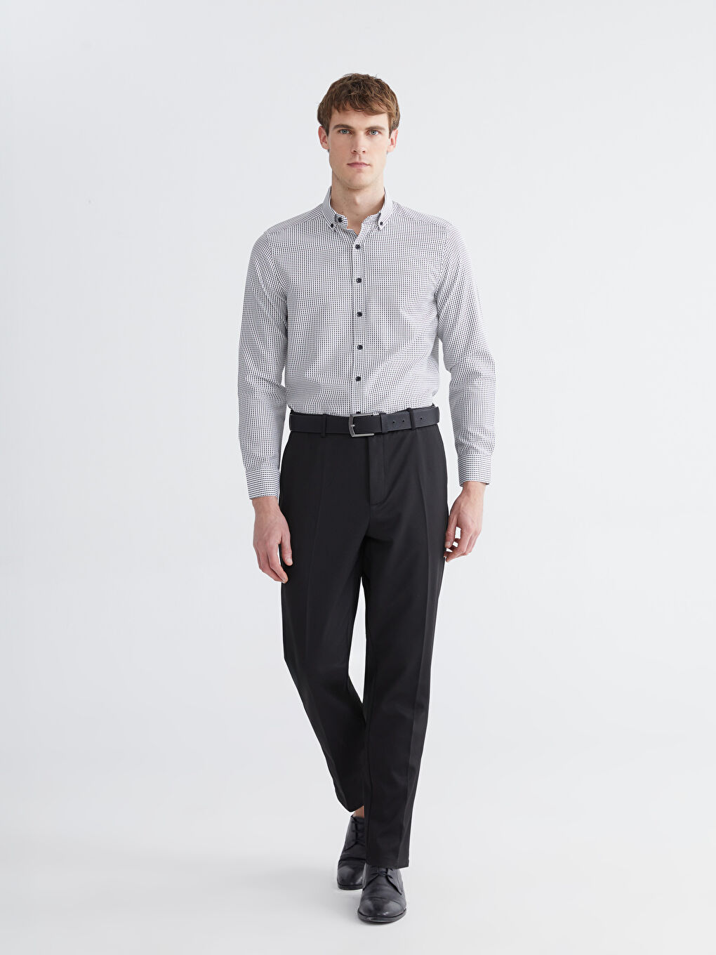 Siyah Regular Fit Ekose Erkek Gömlek-1