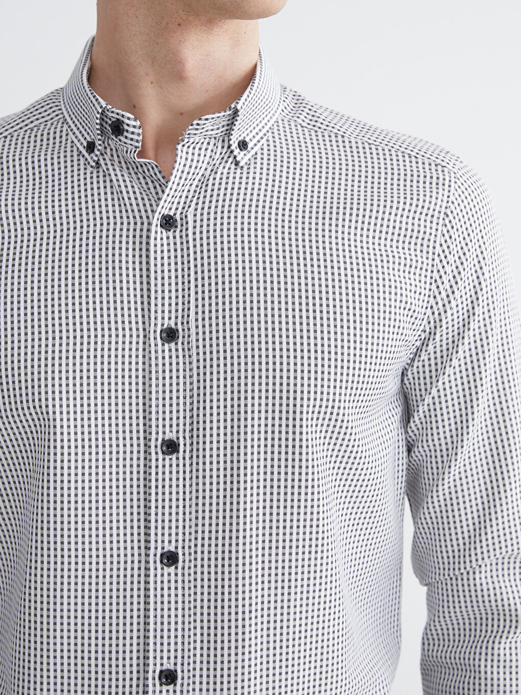 Siyah Regular Fit Ekose Erkek Gömlek-2