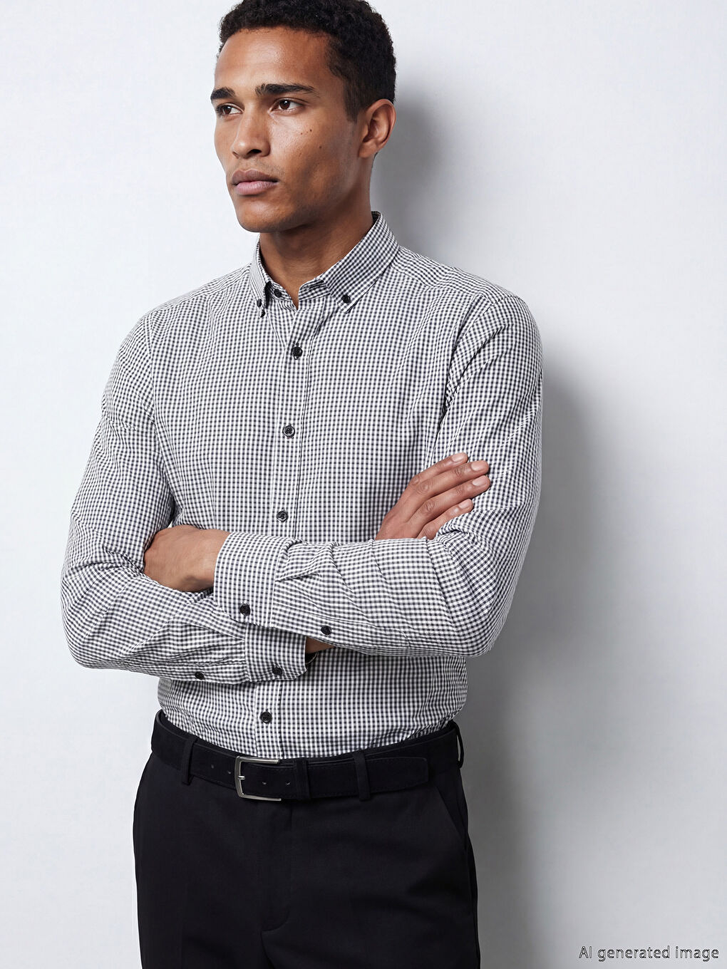 Siyah Regular Fit Ekose Erkek Gömlek