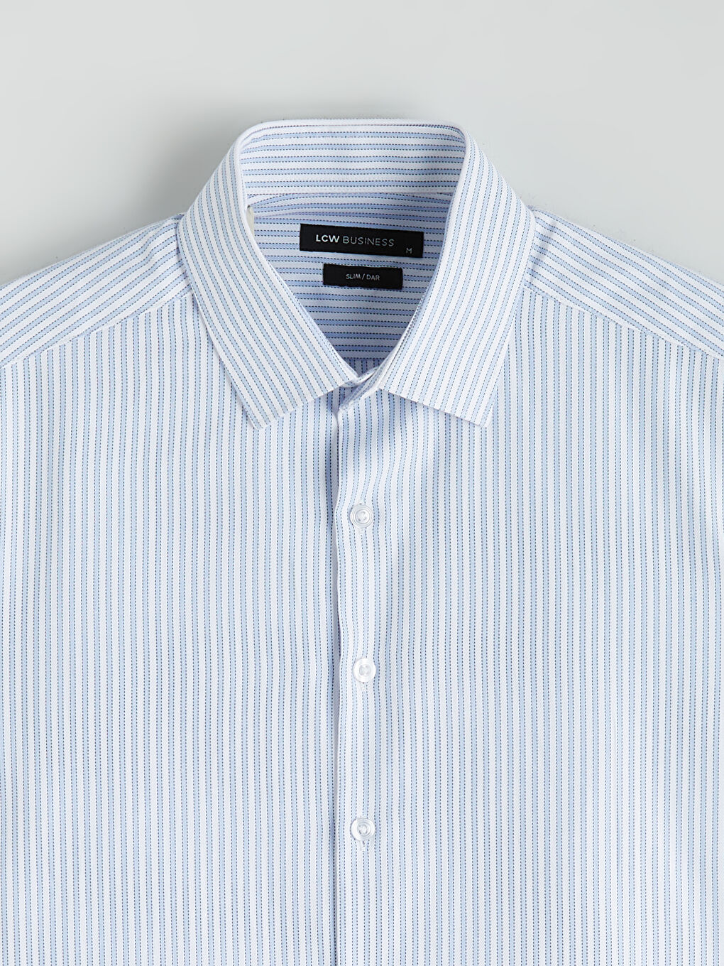 Mavi Slim Fit Çizgili Gabardin Erkek Gömlek-4