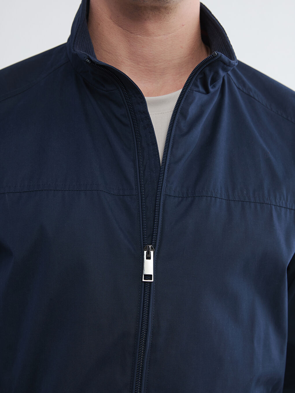 Lacivert Standart Kalıp Dik Yaka Erkek Mont-3