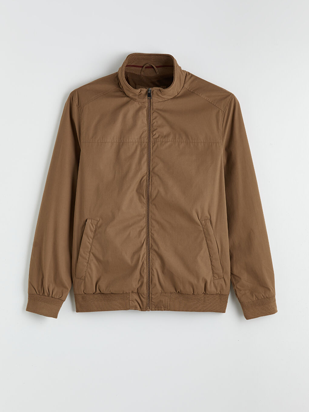 Kahverengi Standart Kalıp Dik Yaka Erkek Mont