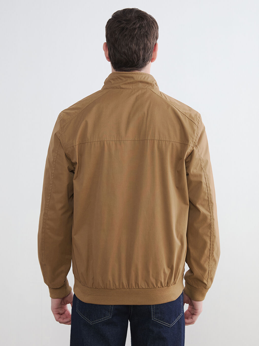 Kahverengi Standart Kalıp Dik Yaka Erkek Mont-4