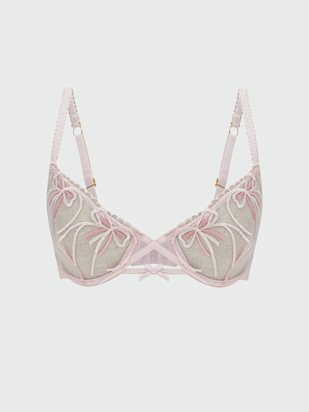 Pembe Balenli Dolgusuz Nakışlı Fantezi Tişört Sütyen