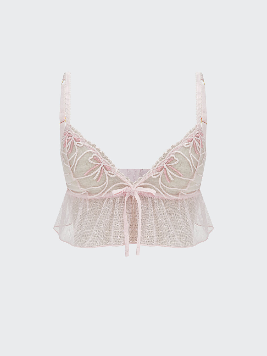 Pembe Balensiz Dolgusuz Dantelli Bralet