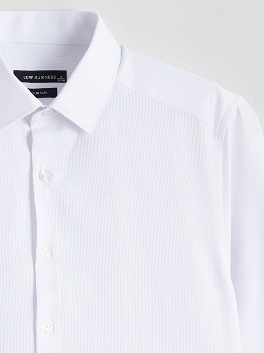 Beyaz Slim Fit Uzun Kollu Armürlü Erkek Gömlek-5