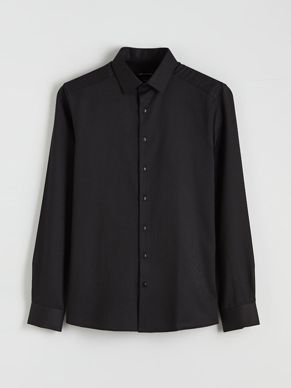 Siyah Slim Fit Uzun Kollu Armürlü Erkek Gömlek-4