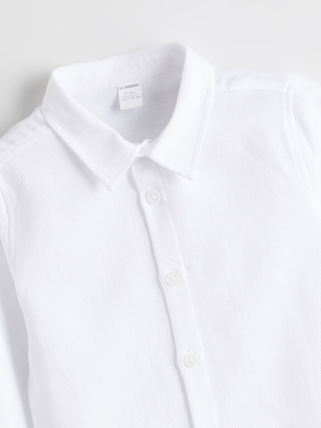 Beyaz Basic Uzun Kollu Erkek Çocuk Gömlek-1