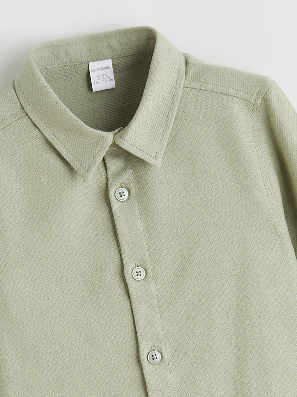 Yeşil Basic Uzun Kollu Erkek Çocuk Gömlek-2