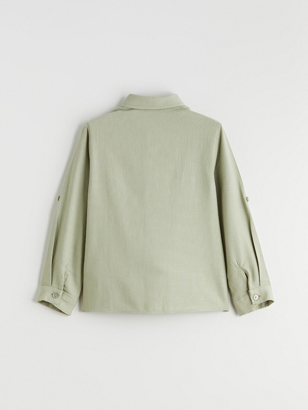 Yeşil Basic Uzun Kollu Erkek Çocuk Gömlek-3