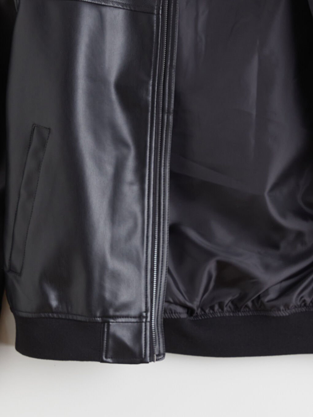 معطف جلد صناعي كلية عادي رجال-11