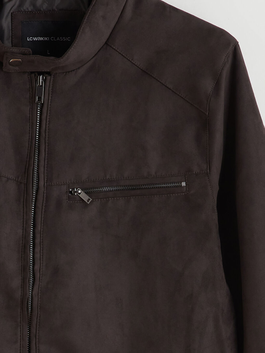 Kahverengi Standart Kalıp Dik Yaka Süet Erkek Mont-6