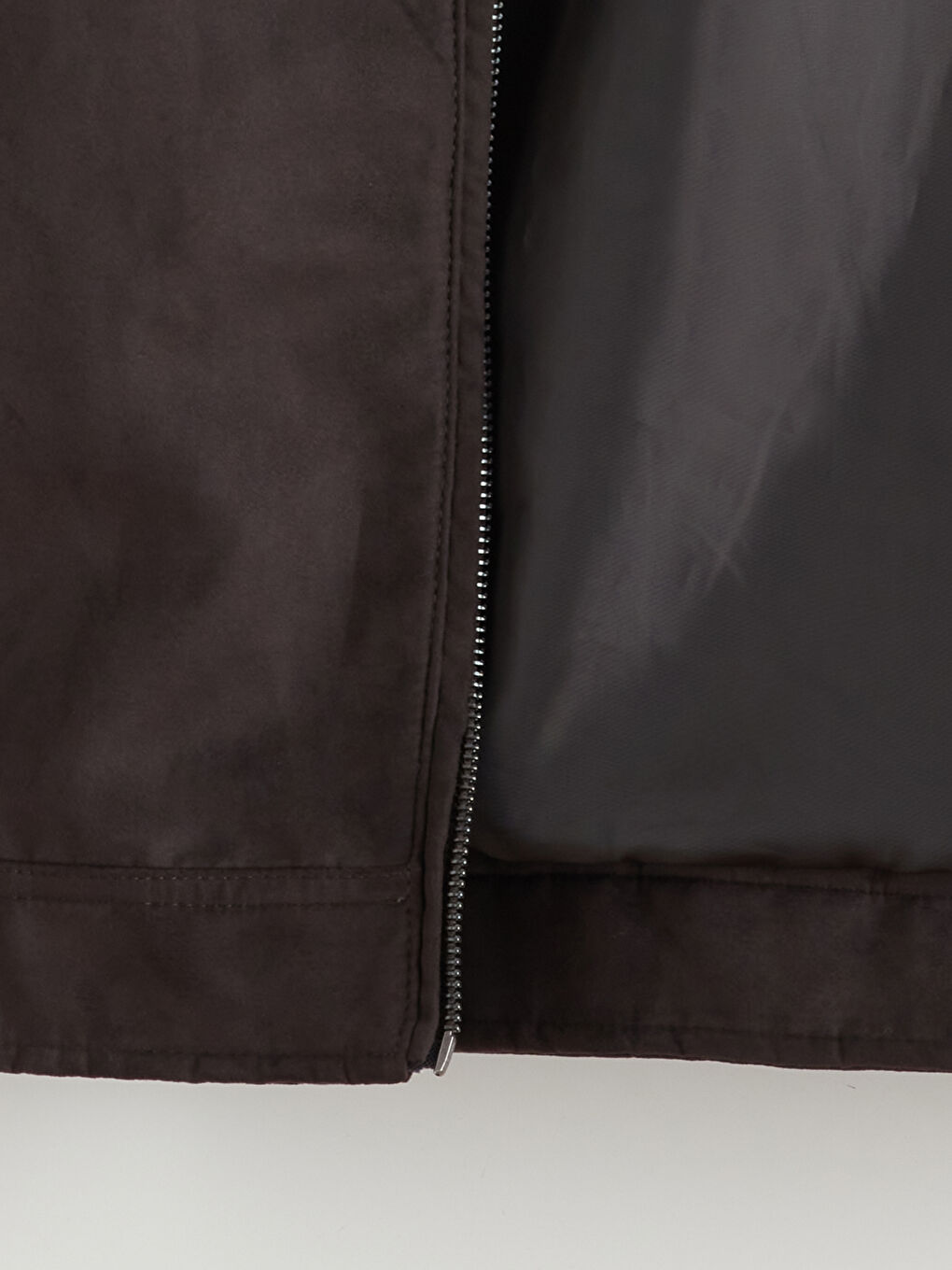 Kahverengi Standart Kalıp Dik Yaka Süet Erkek Mont-7