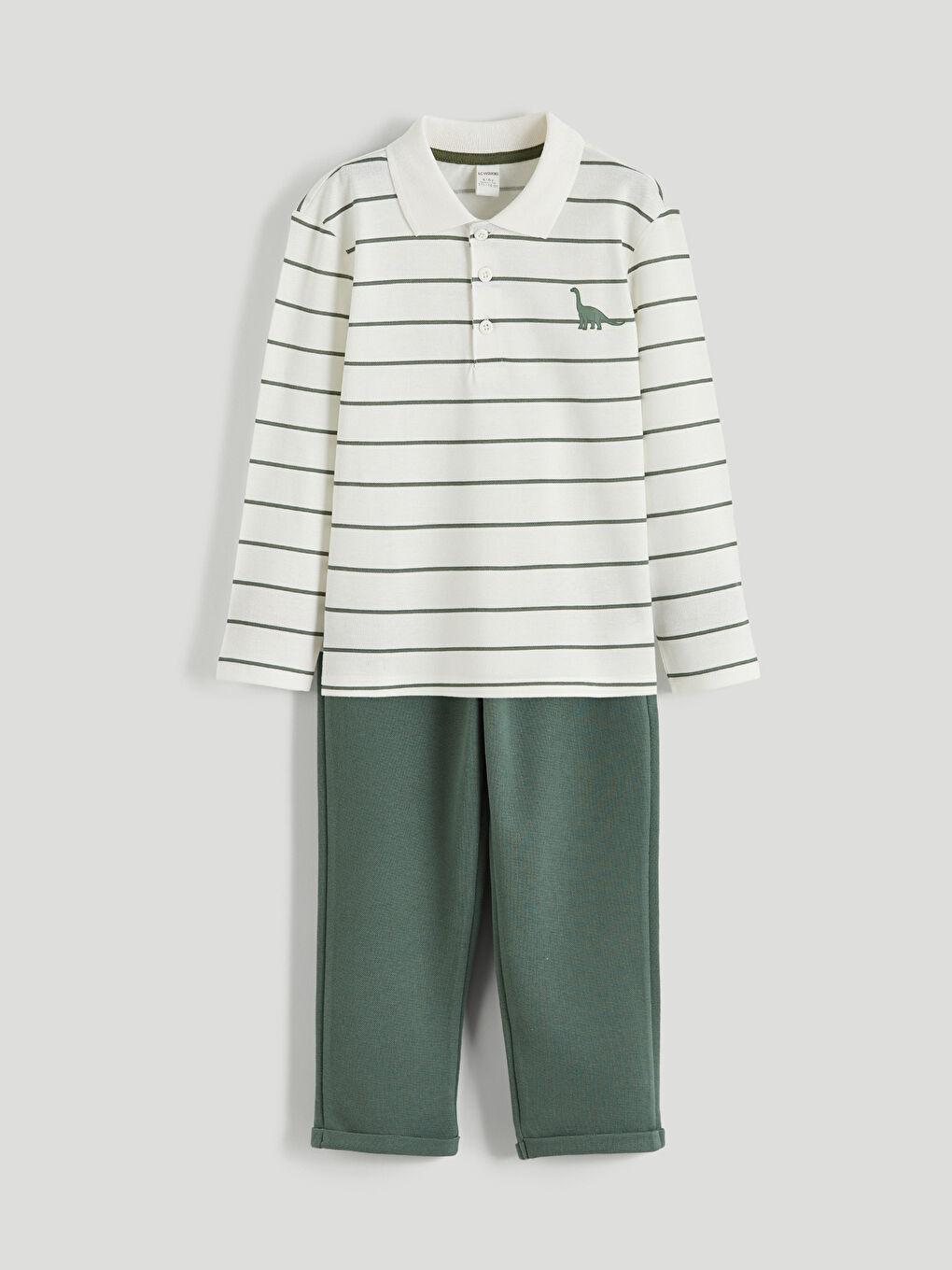 Ekru Polo Yaka Erkek Çocuk Tişört ve Pantolon