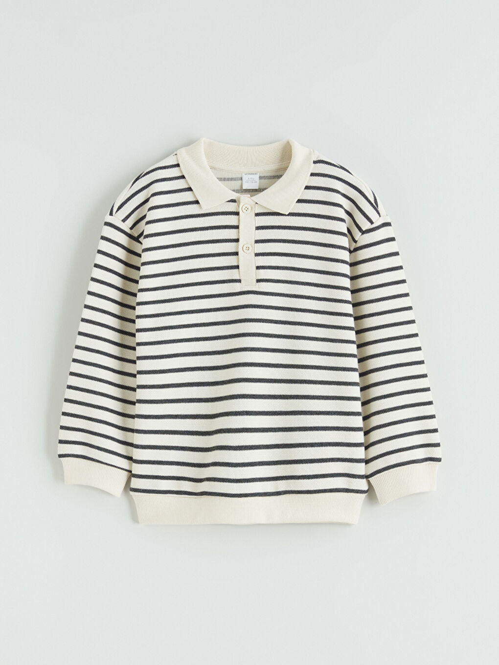 Bej Çizgili Erkek Çocuk Sweatshirt ve Eşofman Altı-1