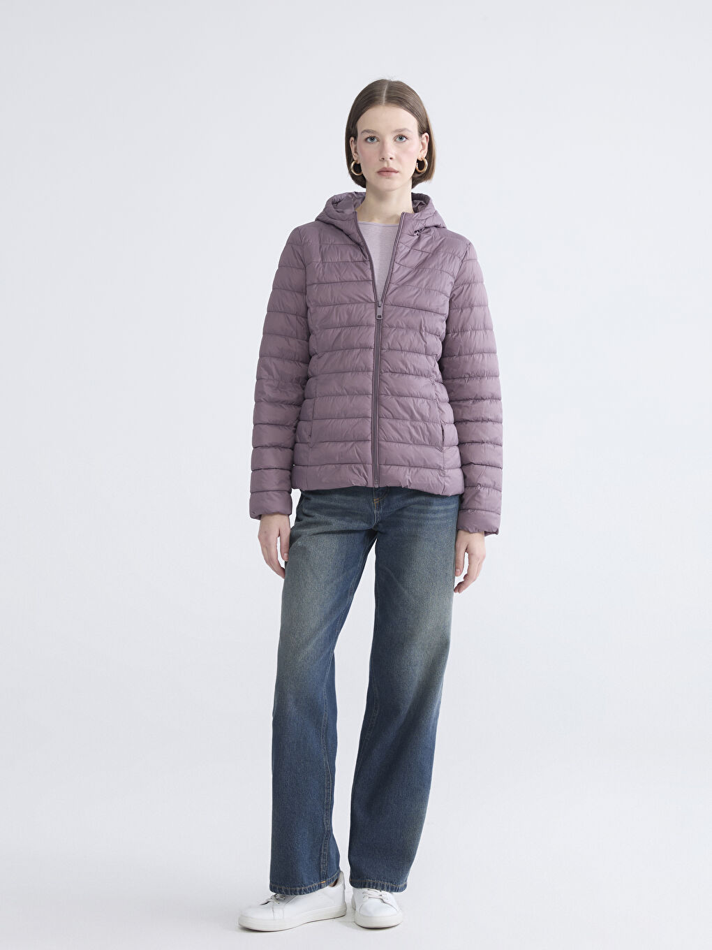 معطف منتفخ بقبّ نساء-1