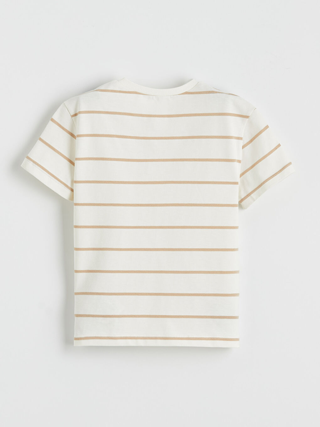 Ekru Bisiklet Yaka Çizgili Erkek Çocuk Tişört-1