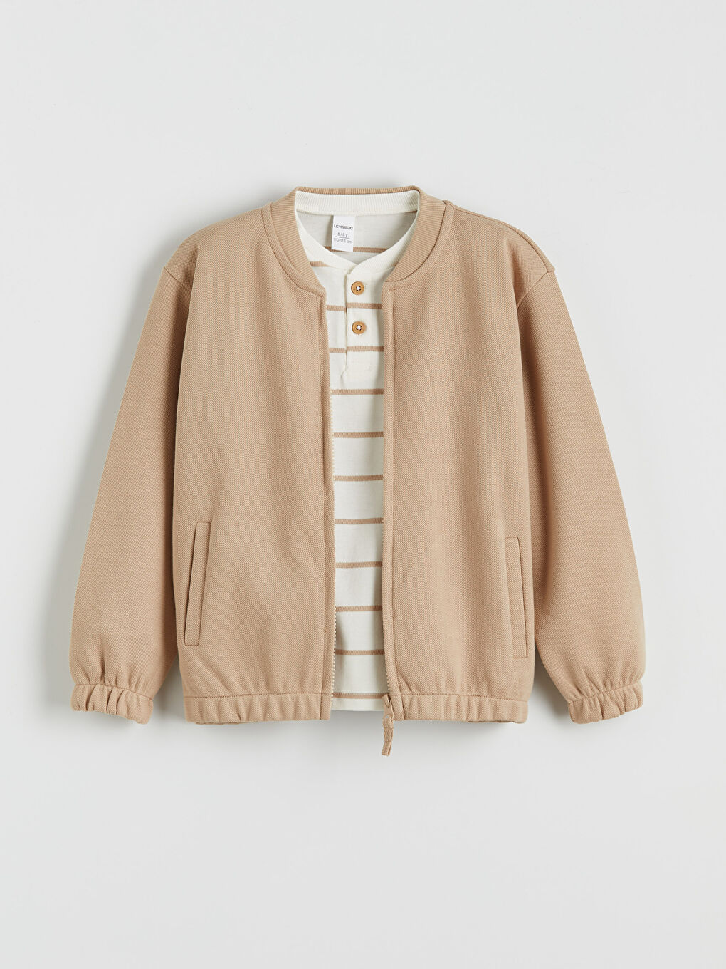 Bej Bisiklet Yaka Erkek Çocuk Takım 3'lü -1