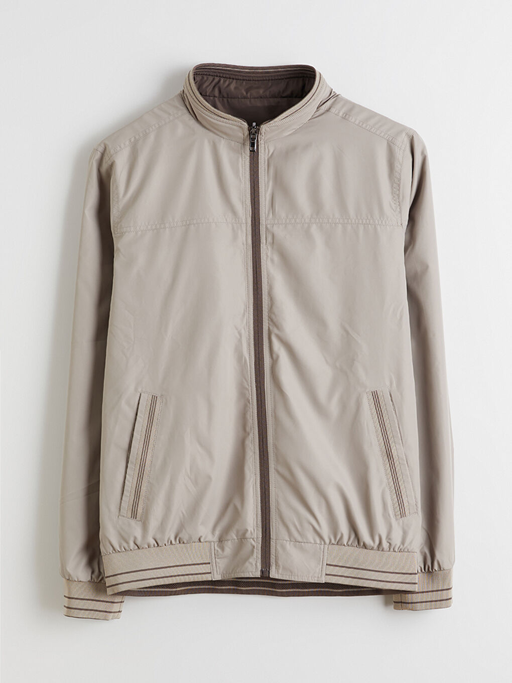 Haki Standart Kalıp Dik Yaka Erkek Mont-11